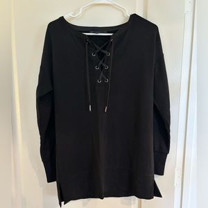 White House Black Market Lace Up Knit Top